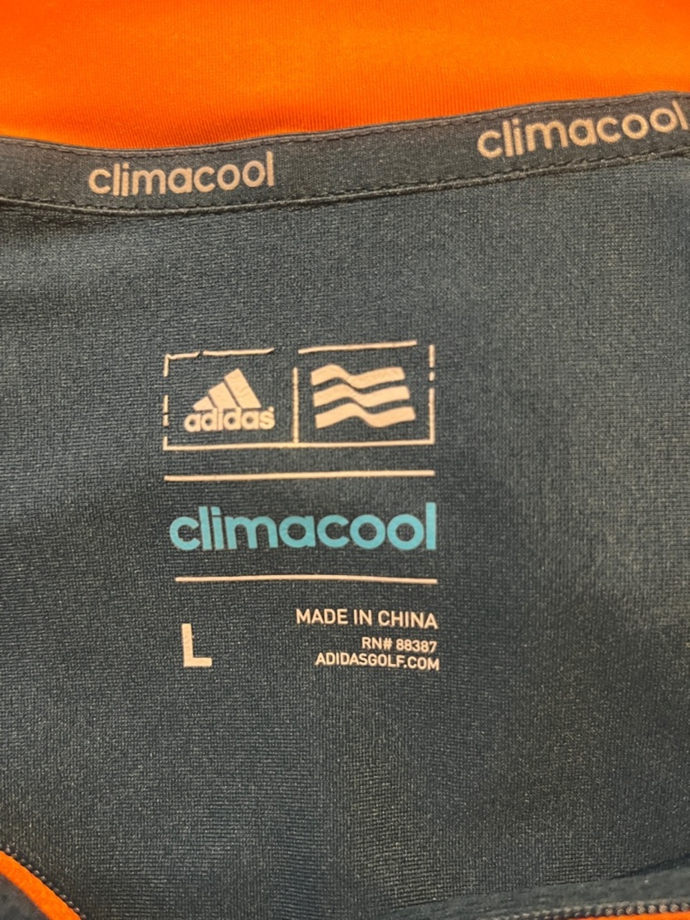 Adidas Golf Men's Large Blue(Teal) & Orange Quarter Zip Climacool Pullover - Picture 5 of 10